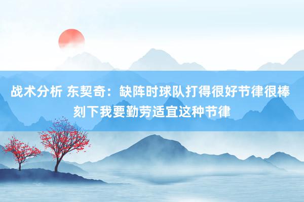 战术分析 东契奇：缺阵时球队打得很好节律很棒 刻下我要勤劳适宜这种节律