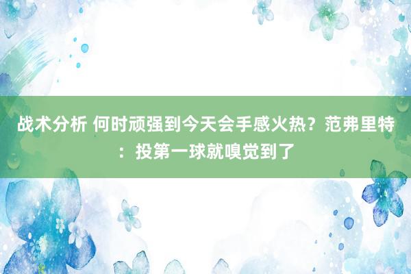 战术分析 何时顽强到今天会手感火热？范弗里特：投第一球就嗅觉到了