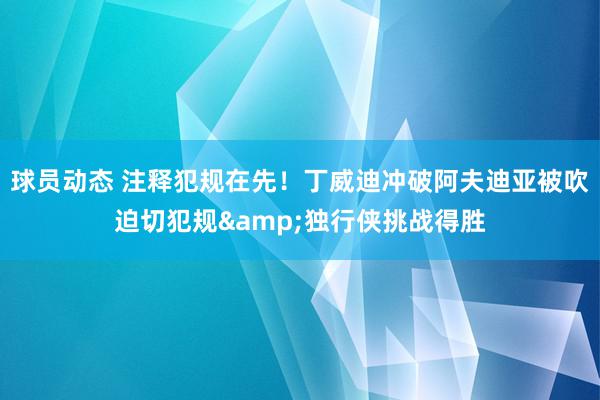 球员动态 注释犯规在先！丁威迪冲破阿夫迪亚被吹迫切犯规&独行侠挑战得胜