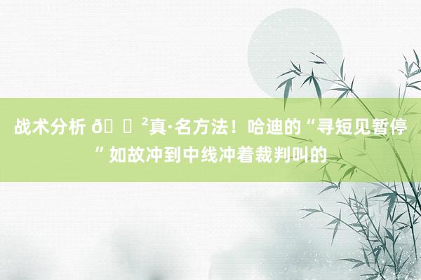 战术分析 😲真·名方法！哈迪的“寻短见暂停”如故冲到中线冲着裁判叫的