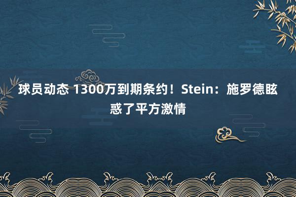 球员动态 1300万到期条约！Stein：施罗德眩惑了平方激情