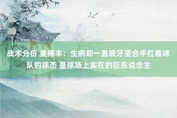 战术分析 麦穗丰：生病却一直咬牙坚合手扛着球队的徐杰 是球场上实在的巨东说念主