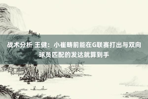 战术分析 王健：小崔畴前能在G联赛打出与双向球员匹配的发达就算到手