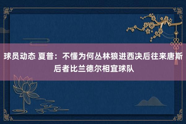 球员动态 夏普：不懂为何丛林狼进西决后往来唐斯 后者比兰德尔相宜球队