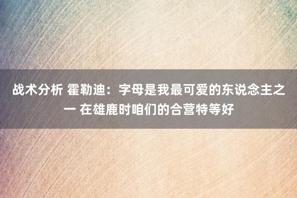 战术分析 霍勒迪：字母是我最可爱的东说念主之一 在雄鹿时咱们的合营特等好