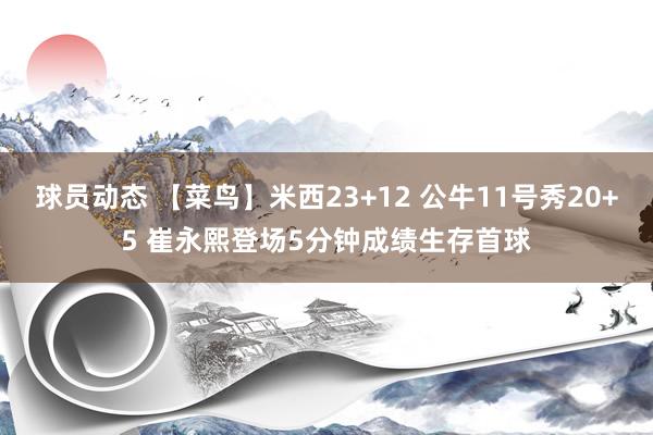 球员动态 【菜鸟】米西23+12 公牛11号秀20+5 崔永熙登场5分钟成绩生存首球