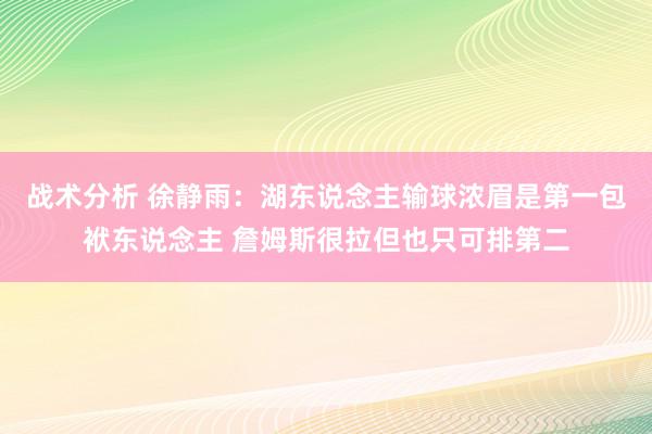 战术分析 徐静雨：湖东说念主输球浓眉是第一包袱东说念主 詹姆斯很拉但也只可排第二