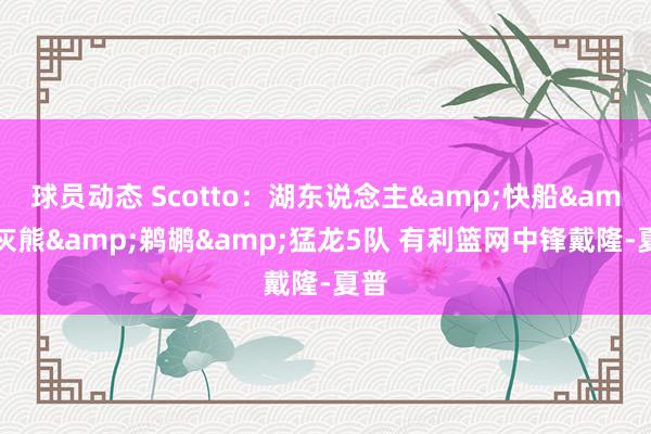 球员动态 Scotto：湖东说念主&快船&灰熊&鹈鹕&猛龙5队 有利篮网中锋戴隆-夏普