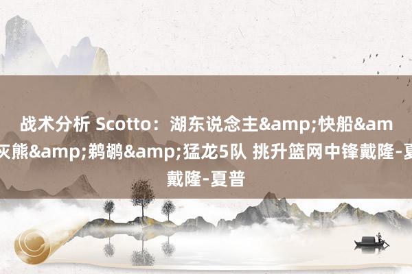 战术分析 Scotto：湖东说念主&快船&灰熊&鹈鹕&猛龙5队 挑升篮网中锋戴隆-夏普