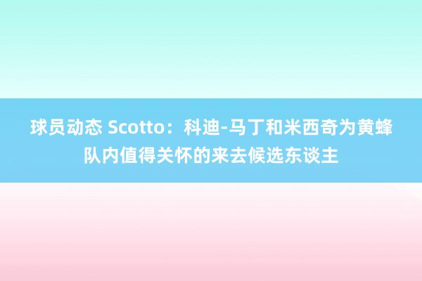 球员动态 Scotto：科迪-马丁和米西奇为黄蜂队内值得关怀的来去候选东谈主