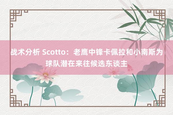 战术分析 Scotto：老鹰中锋卡佩拉和小南斯为球队潜在来往候选东谈主